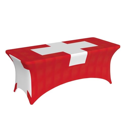 Nappe de table extensible drapeau suisse élasthanne pour couvrir table 1,8 m - 4