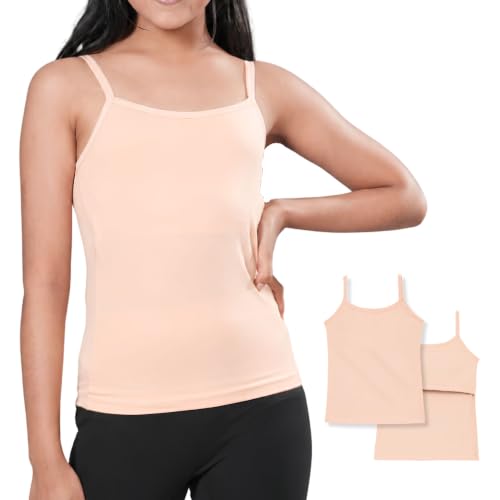 Image of Lily Chic Lightly Padded Camisole for Girls | Ages 8-16 Years | Soft Cotton Slips | Covers Developing Nipple Buds | Perfect Under Uniforms & Tops | Pack of 2
