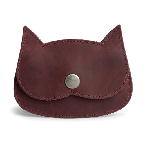Image of Hide & Drink, Cat Shape Wallet Handmade from Full Grain Leather - Sangria