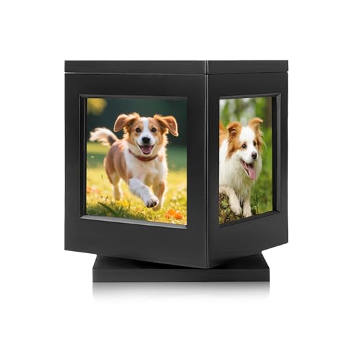 Ysislybin Haustierurne Tierurnen für Hunde Urne Katze Groß Haustier-Aschebox Schwarz Pet Holz Memorial Urn für Asche mit Bilderrahmen Gedenkbox Gedenkgeschenk für Verlorene
