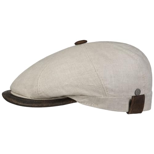 Lierys City Leather Piping Linen Cap Women/Men Nature-Brown 7 1/4