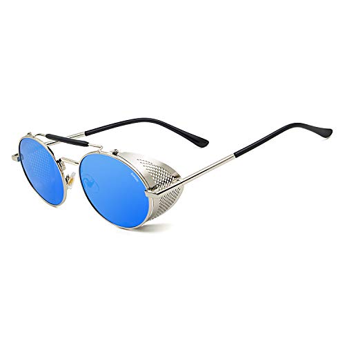 Image of RONSOU Steampunk Style Round Vintage Polarized Sunglasses Retro Eyewear UV400 Protection Matel Frame