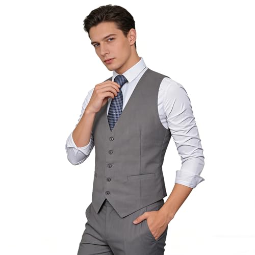 Image of Alizeal Mens Classic Solid Suit Vest Regular Fit Tuxedo Waistcoat | Classic for Wedding Business Daily Wear Wedding