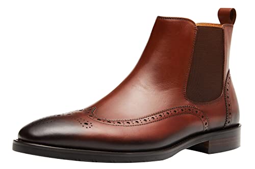 Image of Santimon Men's Chelsea Boots Leather Formal Dress Boots For Men Business Casual Wingtip Ankle Boots