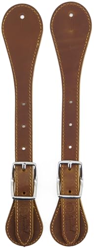 Jeereal Leather Spur Straps for Horse Riders,Western Men and Women's Boots Equipment,Double Ply Reinforced Stitching Spur Straps (Dark Brown | Pattern)
