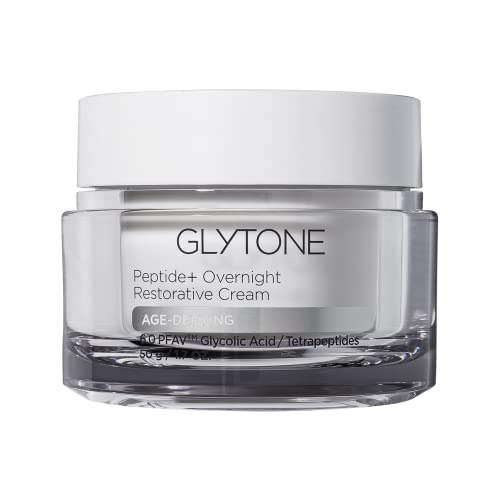 Glytone Peptide+ Overnight Restorative Cream | Age Defying Night Moisturizer for Face Hydrates, Plumps & Improve Wrinkles | Night Cream for Women Visibly Firms Skin | Fragrance-Free - 1.7 oz.