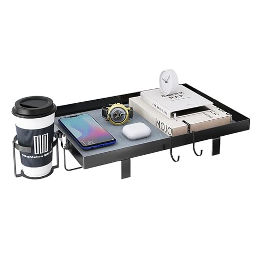 ベッドサイドラック サイドテーブル ベッド横 棚 穴を開ける必要ない 枕元 小物置き 収納スタンド ベッドサイド収納トレイ 多機能 寮用 寝室 (ブラック)