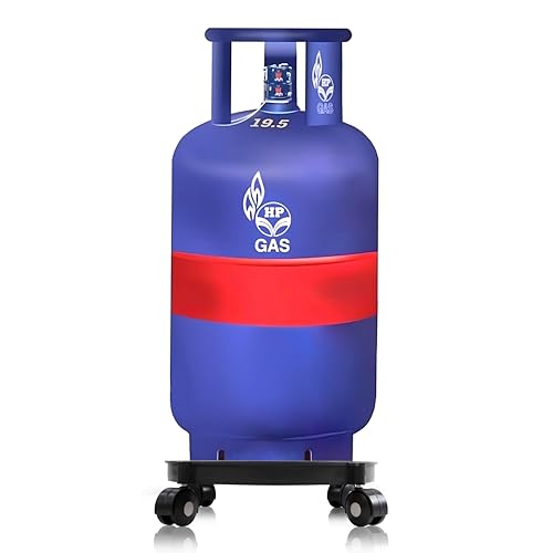 HomeWiz Movable LPG Gas Cylinder Stand Trolley with 360° Rotating Wheels | Premium Grade Plastic | Heavy-Duty, Durable Design | Easy Movement, No Lifting, Prevents Back Strain | Gas Stove Parts| Black