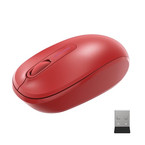 Incase Mouse móvel sem fio 1850 – projetado pela Microsoft – compacto, confortável, para uso direito/esquerdo, bateria de 6 meses, nano transceptor, funciona com Mac/Windows 8/10/11 (vermelho chama)