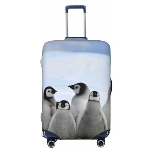 Young Penguins With Snow Print Luggage Suitcase Covers Elastic Washable Luggage Protector Luggage Covers For Suitcase