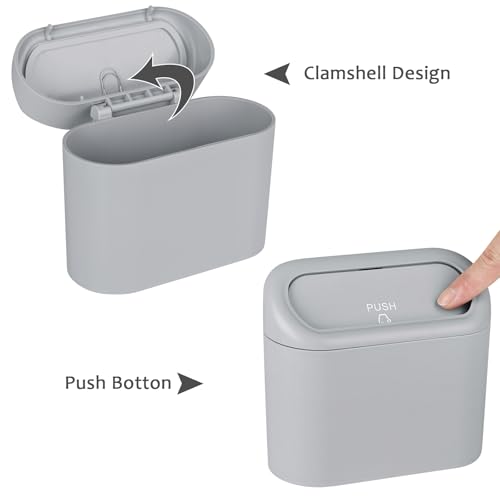 Image of Accmor Car Trash Can, Portable Vehicle Trash Bin with Lid, Mini Car Dustbin Garbage Organizer Holder with One Roll Trash Bag, Leakproof Hanging Cars Storage Bag Container for Auto, SUV, Office (Grey)