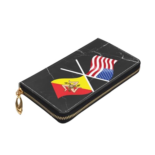 American And Sicilian Flag Wallet Card Bag4