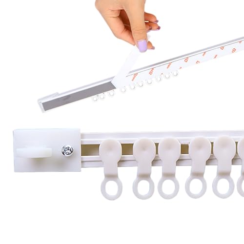NoDrill - Barra de cortina autoadhesiva de 7.9 pies para montaje en techo/pared, divisor de habitación blanco para balcón, porche, estudio, autocaravana, armario