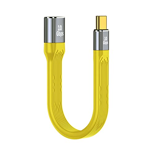 CY Yellow USB 3.1 Type C Male Host to USB3.0 Type AF OTG Flat Slim FPC Data Cable 13cm Compatible with iPhone 15 Laptop Phone