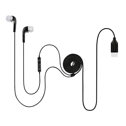 Image of Original Wired Earphones Type C Earphone Compatible with Samsung IC050 Headphones with Microphone Noise Isolation Stereo (Black)