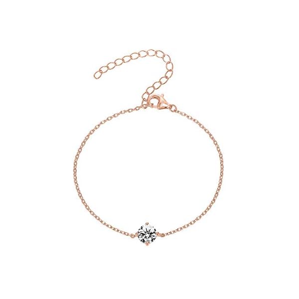 PAVOI 14K Gold Plated Cubic Zirconia Solitaire Diamond Bracelet | Bridesmaid Bracelets | Rose Gold Bracelets for Women
