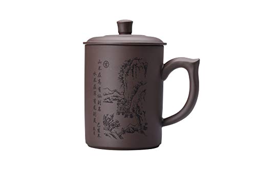 Taza de té de barro púrpura con tapa 16 oz estilo yixing miniatura 1