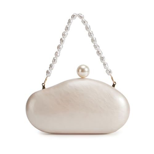 BRYCTSISEN Acrylic Shell Shaped Handbag (Pearl White)