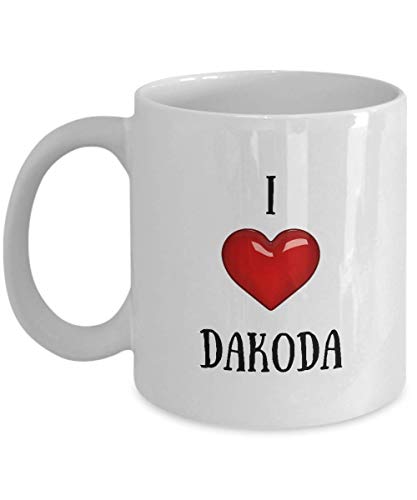 I Love Dakoda Coffee Mug With Name Fun Birthday Gifts for Women Men 11oz Cup Playful Fox PFX42B