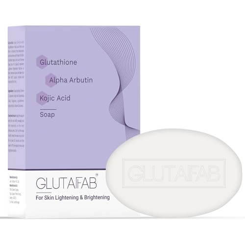Glutafab Skin Brightening Soap, Glutathione Soap with Kojic Acid, Alpha Arbutin, Vitamins C & E For pigmentation, Dark Spots, Uneven skin tone & Dead Skin Cell Removal, 75Gm (pack of 3)