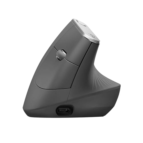 Logitech MX Vertical Souris sans Fil Ergonomique, Multi-Dispositifs, Bluetooth ou 2,4 GHz avec Récepteur USB Unifying, Suivi Optique 4000 PPP, 4 Boutons, Charge Rapide, Portable/PC/Mac/iPad OS - Noir