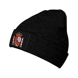 Gorro de punto de España con escudo de armas, gorro español, gorro de invierno para hombre y mujer, Negro -, talla única