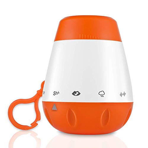 Weiße Geräuschmaschine Schlafhilfe Gerät mit 6 Beruhigend Natürlich Geräusche für Baby Schnuller,Sprachsensor,Babyphone,Timer Auto-Off,USB