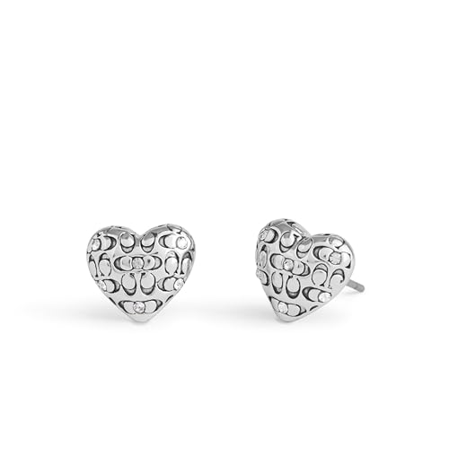 COACH Women's Signature Quilted Heart Stud Earrings