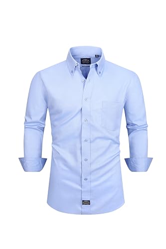 Eagle Men's Long Sleeve Button Down Dress Shirt, Blue, Multiple Sizes, Regular Fit, Stretch Collar, Cotton3