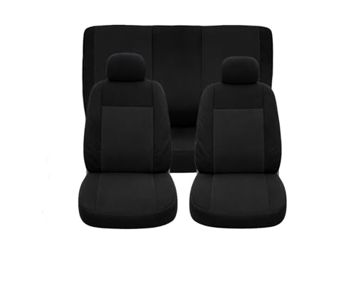 Susy Shop Fundas de Asiento universales Kit Delantero y Trasero, Suave, cómodo, Transpirable, protección para Asientos utilitarios (Negro)