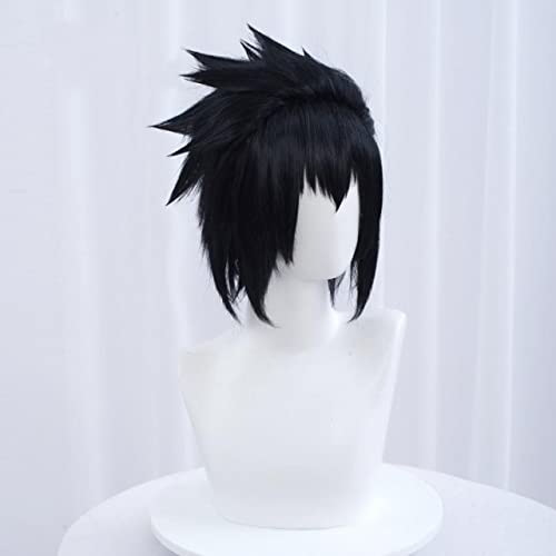 Sasuke Uchiha Cosplay Hombres corto negro peluca Cosplay Anime Cosplay peluca resistente al calor Pelucas sintéticas