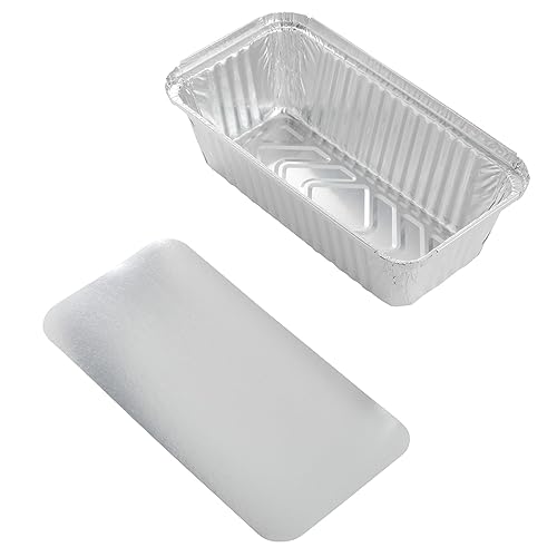 Image of Juvale 400 Pack Aluminum Foil 2 lb Disposable Loaf Pans With Lids for Baking Bread, Heating, Storing Food (32oz, 8.5 x 4.5 In)