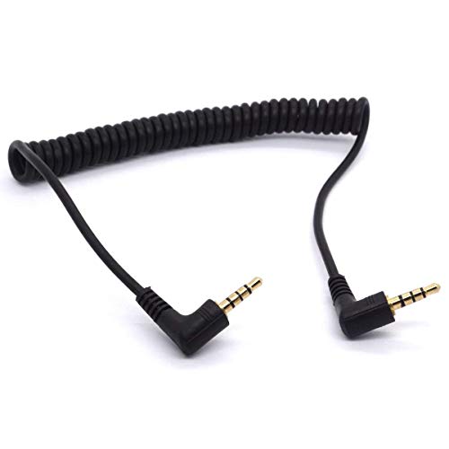 Cable AUX en espiral de 3,5 mm y 4 conductores de 1,5 metros para audio estéreo