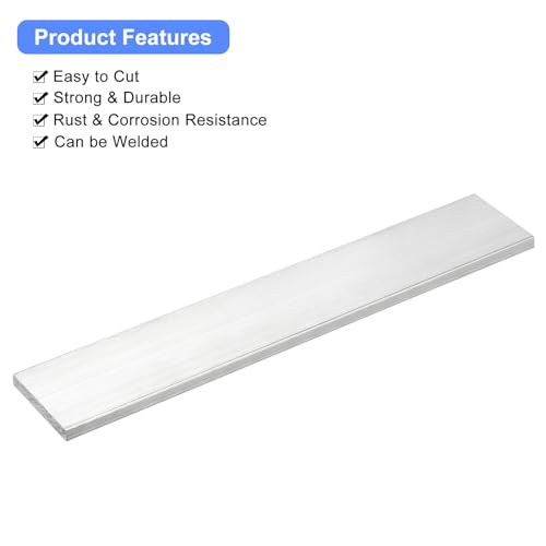 Image of uxcell Square Aluminum Flat Bar, 1 /4 inch Thick 1.8 inch Width 10 inch Length Square Aluminum Bar 6061 Aluminum Flat Plate, 6 x 45 x 254mm T6511 Solid New Mill Stock for Industrial Building