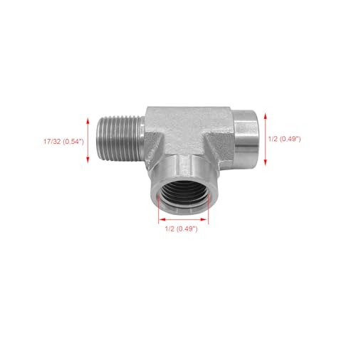 Image of (2-PACK) 5602-04-04-04 Hydraulic Adapter Fitting 1 /4 inch-18NPTF Male x 1 /4 inch-18NPTF Female x 1 /4 inch-18NPTF Female Street Tee Pipe Carbon Steel