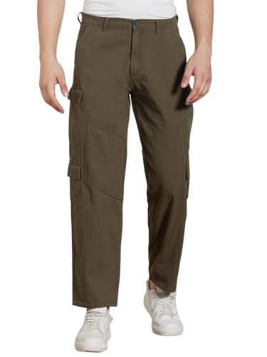 Image of Dennis Lingo Men Cotton Lycra Solid Stretchable Cargo Trousers