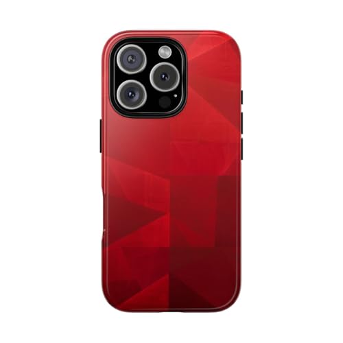Coque iPhone 16 Pro brillante antichoc rouge à motif géométrique abstrait moderne