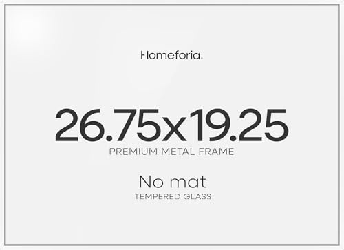 Image of Homeforia 19.25x26.75 White Puzzle Frame, High End Metal 19.25 x 26.75 Picture Frames without Mat, 26.75x19.25 Thin Poster Frame for Wall, 19.25by26.75 Puzzle Frames, Tempered Glass, Wall Kit, Set of 1