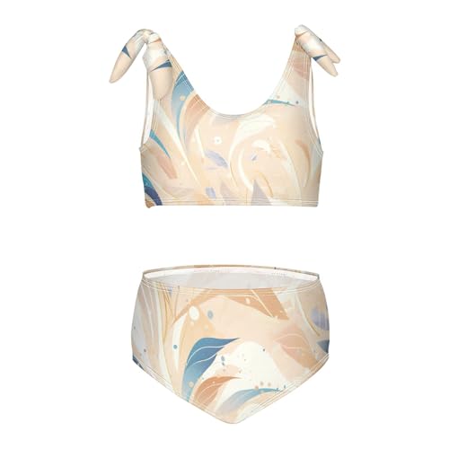 Rose Gold Elegant Texture Abstract Pattern Girl Two Pieces Kids Bikini Set Beach Bathing Suit Swimwear Adjustable