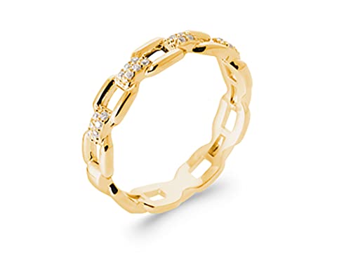 Bague plaqué Or 18 carats anneau chaîne à maillons zircons pour sublimer votre style