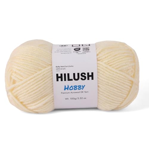 Image of Hobby,Wool Yarn dk Acrylic Hand Knitting Yarn Ball (100g /1 Ball),Suitable for Craft amigurumi Shade 001 (Off White)