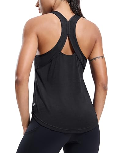 MIER Workout Tank Tops for Women Racerback Athletic Sleeveless Loose Fit Muscle Tee Shirts Dry Fit Runing Gym Yoga Top Summer