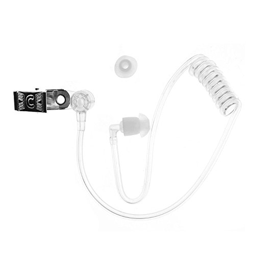 SODIAL Reemplazo Bobina Transparente Tubo de Aire acustico tapon de oido con Clip para Radio bidireccional Auriculares de walkie Talkie