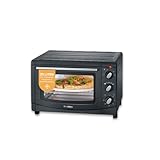 SEVERIN Back- und Toastofen mit Umluftfunktion, Mini Backofen mit Grillrost, Backblech, Drehspieß und Pizzastein, vielseitiger Heißluftofen mit 20 L Kapazität, 1.500 W, schwarz, TO 2068