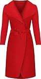Crazy Girls Womens Ladies Celebrity Kim Kardashian Style Drape Waterfall Jacket Long Sleeve Belted Oversized Trench Coat UK 8-14 (XL (UK 16-18), Red)