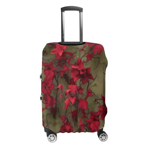 Red Flower Vine Luggage Cover, Elastic Luggage Protector Fits 19-32in Suitcases, Washable & Anti-Scratch Suitcase Cover for Men Women L4