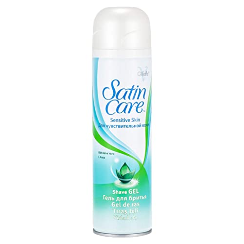 Gillette Satin Care Pure & Delicate Shave Gel 200ml Pack of 2 | Womens Sensitive Skin Shaving Gel | Smooth Glide Formula for Soft & Irritation-Free Shave