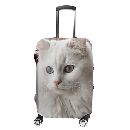 Cute White Cat Luggage Cover Travel Suitcase Covers for Luggage Elastic Carry on Luggage Covers for Suitcase Tsa Approved Washable Luggage Sleeve Protector Fits 18-32 Inch XL