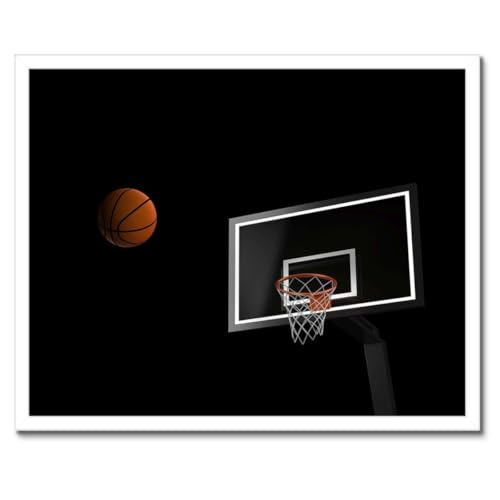 Ballon de basket poster cadre noir décoration murale pour habiller un mur vide