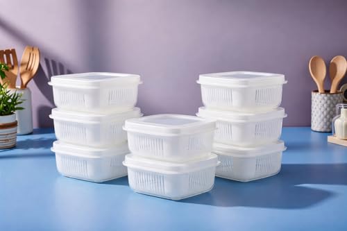 Image of ITALIX 12 Pcs Kitchen Storage Containers with Lid & Drain Basket Set, Fridge Organizer Boxes for Fruits Vegetables, Food Storage Containers, BPA Free Plastic Refrigerator Storage Containers